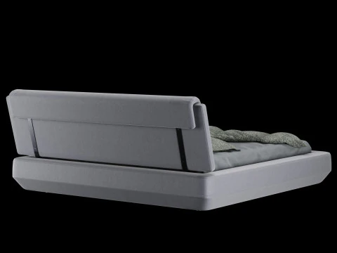 Bed with pillows and blanket 023 3D Model