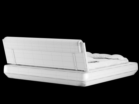 带枕头和毯子的床 023 3D 模型