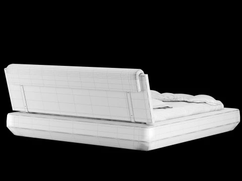 Bed with pillows and blanket 023 3D Model