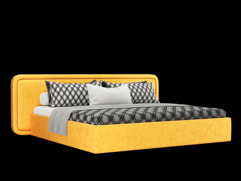 Bed with pillows and blanket 024 3D Model