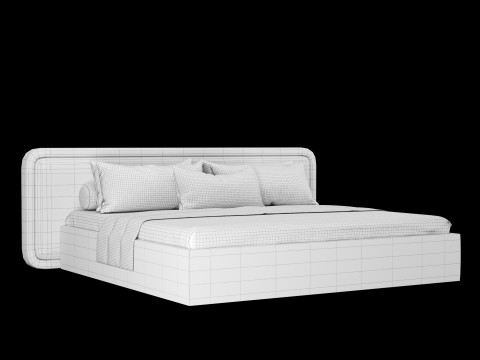 Bed with pillows and blanket 024 3D Model