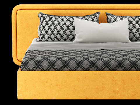 Bed with pillows and blanket 024 3D Model