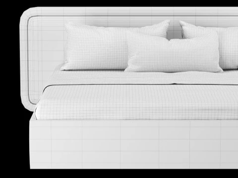 Bed with pillows and blanket 024 3D Model