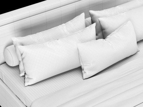 Bed with pillows and blanket 024 3D Model