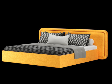 Bed with pillows and blanket 024 3D Model