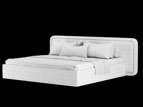 Bed with pillows and blanket 024 3D Model