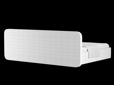 Bed with pillows and blanket 024 3D Model