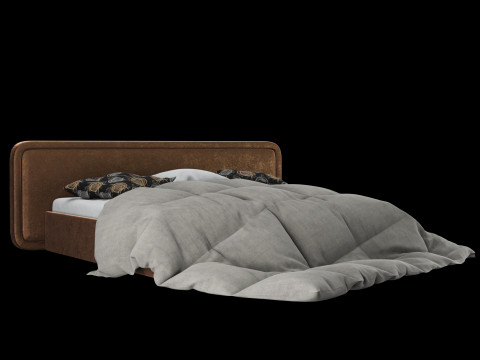 Yastıklı ve battaniyeli yatak 025 3D Model