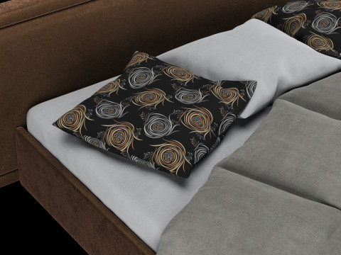 Ліжко з подушками та ковдрою 025 3D Модель