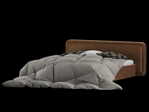Ліжко з подушками та ковдрою 025 3D Модель