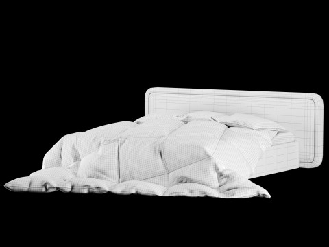 Ліжко з подушками та ковдрою 025 3D Модель