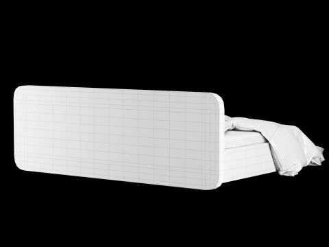 Bed with pillows and blanket 025 3D Model