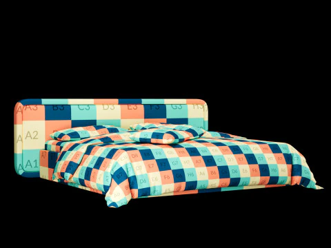 Bed with pillows and blanket 026 3D Model
