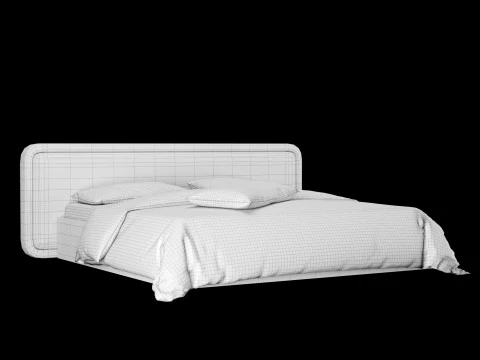 Bed with pillows and blanket 026 3D Model