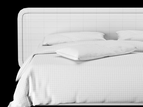 तकिये और कम्बल सहित बिस्तर 026 3D मॉडल