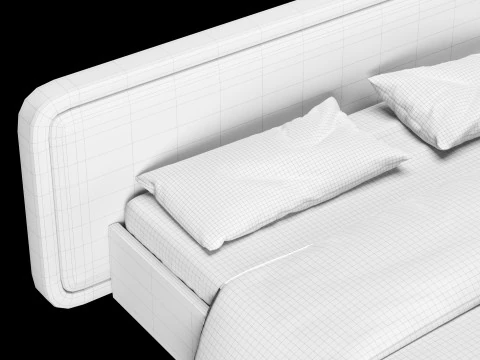 Bed with pillows and blanket 026 3D Model