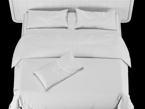 तकिये और कम्बल सहित बिस्तर 026 3D मॉडल