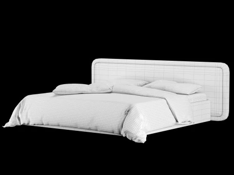 Bed with pillows and blanket 026 3D Model