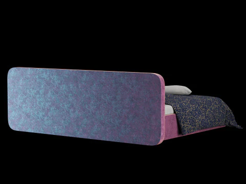 Bed with pillows and blanket 026 3D Model