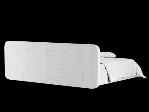 Bed with pillows and blanket 026 3D Model