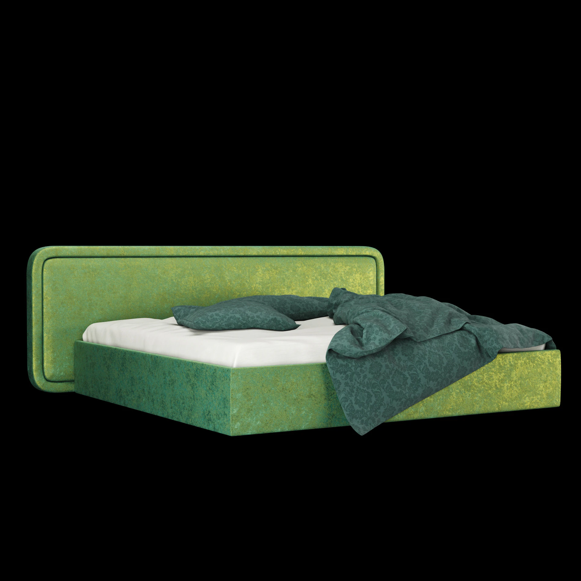 Bed with pillows and blanket 027 3D Model .c4d .max .obj .3ds .fbx .stl .blend 