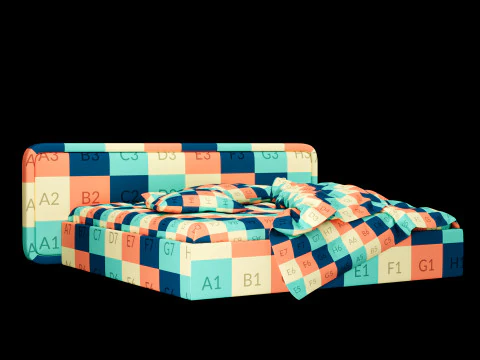 Bed with pillows and blanket 027 3D Model