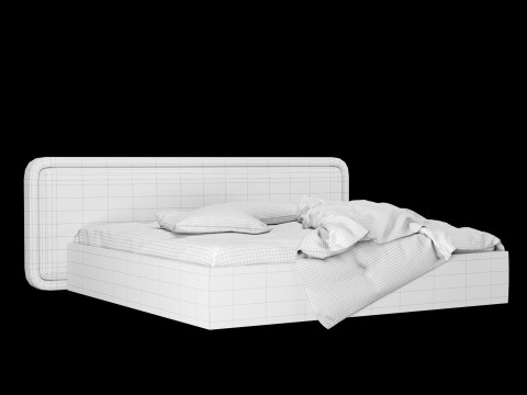 Bed with pillows and blanket 027 3D Model