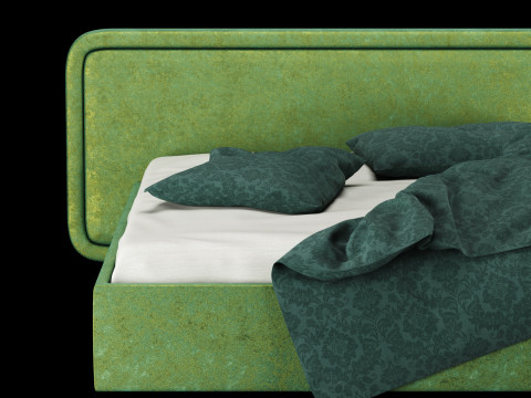 Bed with pillows and blanket 027 3D Model