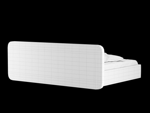 Bed with pillows and blanket 027 3D Model