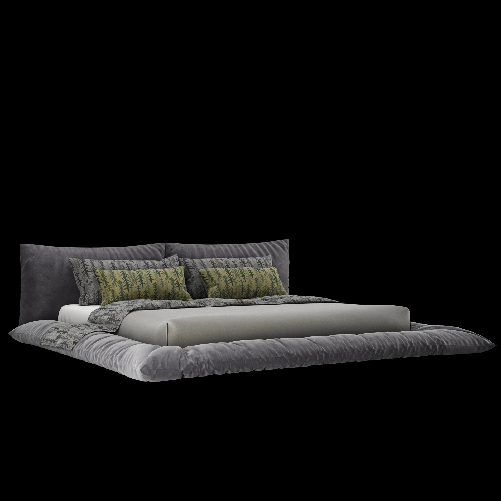 Bed with pillows and blanket 028 3D Model .c4d .max .obj .3ds .fbx .stl .blend 