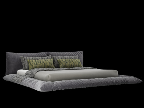 Yastıklı ve battaniyeli yatak 028 3D Model
