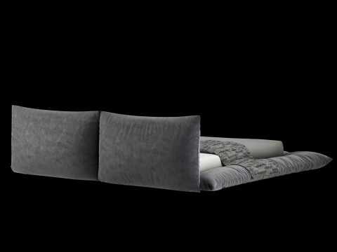 Łóżko z poduszkami i kocem 028 Model 3D