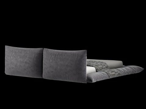 Bed with pillows and blanket 028 3D Model