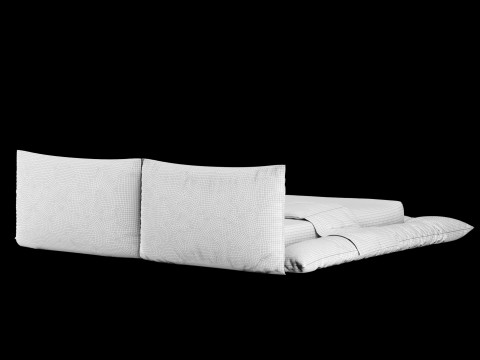 Łóżko z poduszkami i kocem 028 Model 3D