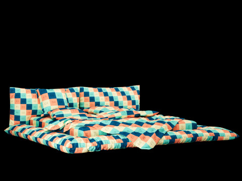 Bed with pillows and blanket 029 3D Model