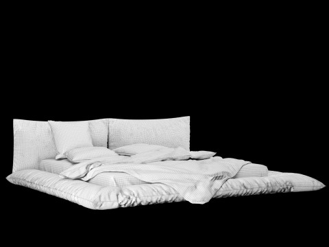 Bed with pillows and blanket 029 3D Model