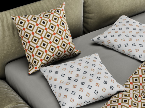 Bed with pillows and blanket 029 3D Model