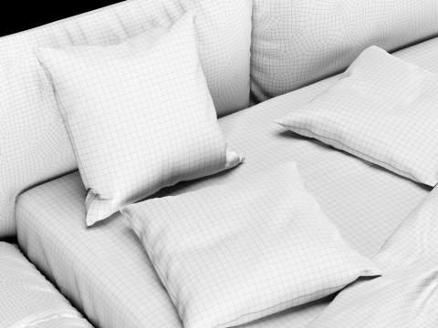 Bed with pillows and blanket 029 3D Model