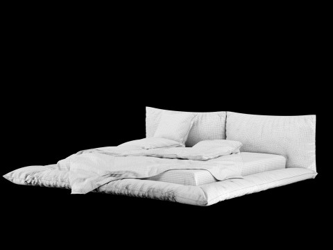 Bed with pillows and blanket 029 3D Model