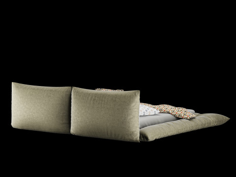 Bed with pillows and blanket 029 3D Model