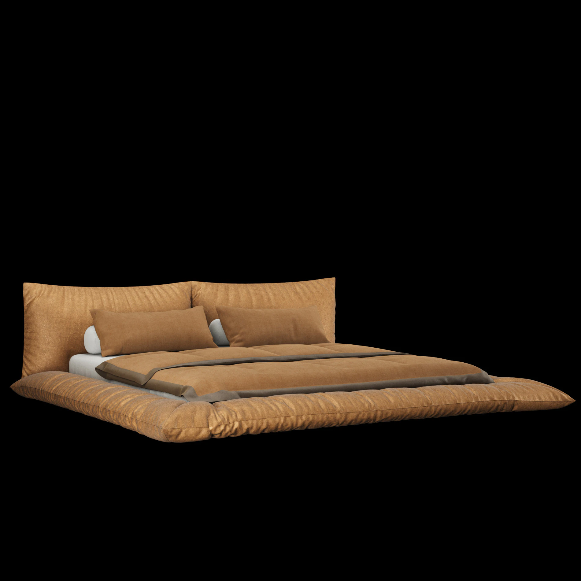Bed with pillows and blanket 030 3D Model .c4d .max .obj .3ds .fbx .stl .blend 