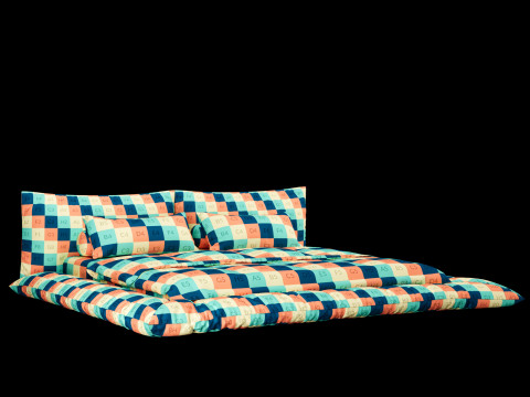 Ліжко з подушками та ковдрою 030 3D Модель