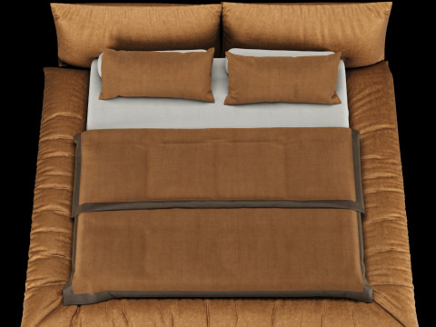 Ліжко з подушками та ковдрою 030 3D Модель