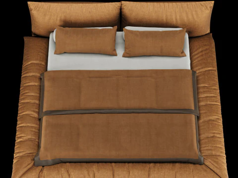 Bed with pillows and blanket 030 3D Model