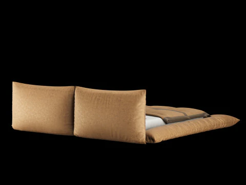 Bed with pillows and blanket 030 3D Model