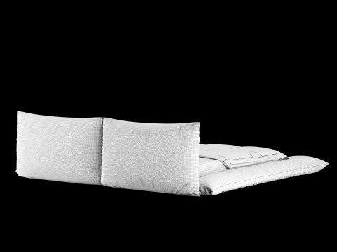 Ліжко з подушками та ковдрою 030 3D Модель