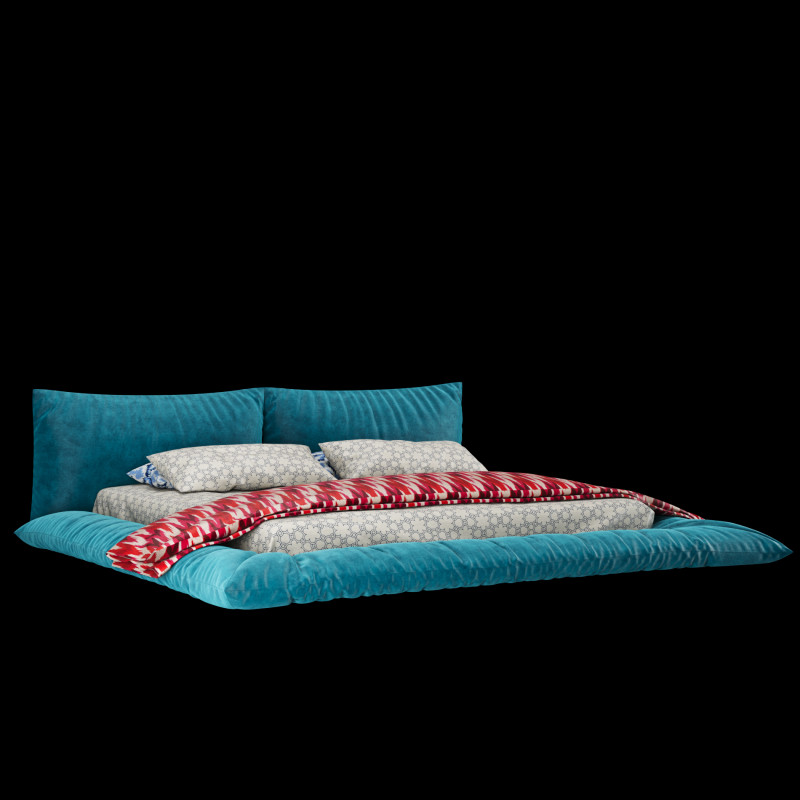 Bed with pillows and blanket 031 3D Model .c4d .max .obj .3ds .fbx .stl .blend