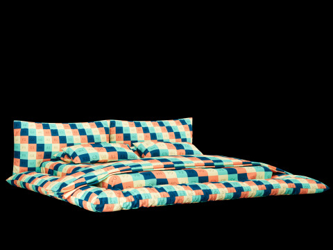 Bed with pillows and blanket 031 3D Model