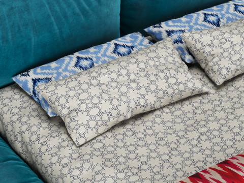 Bed with pillows and blanket 031 3D Model