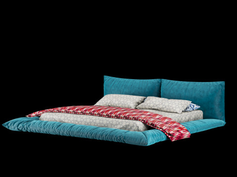 Bed with pillows and blanket 031 3D Model